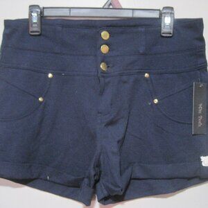 Miss Posh Navy Blue Gold Button Short Shorts/Hot Pants Low Rise Women's X-Large